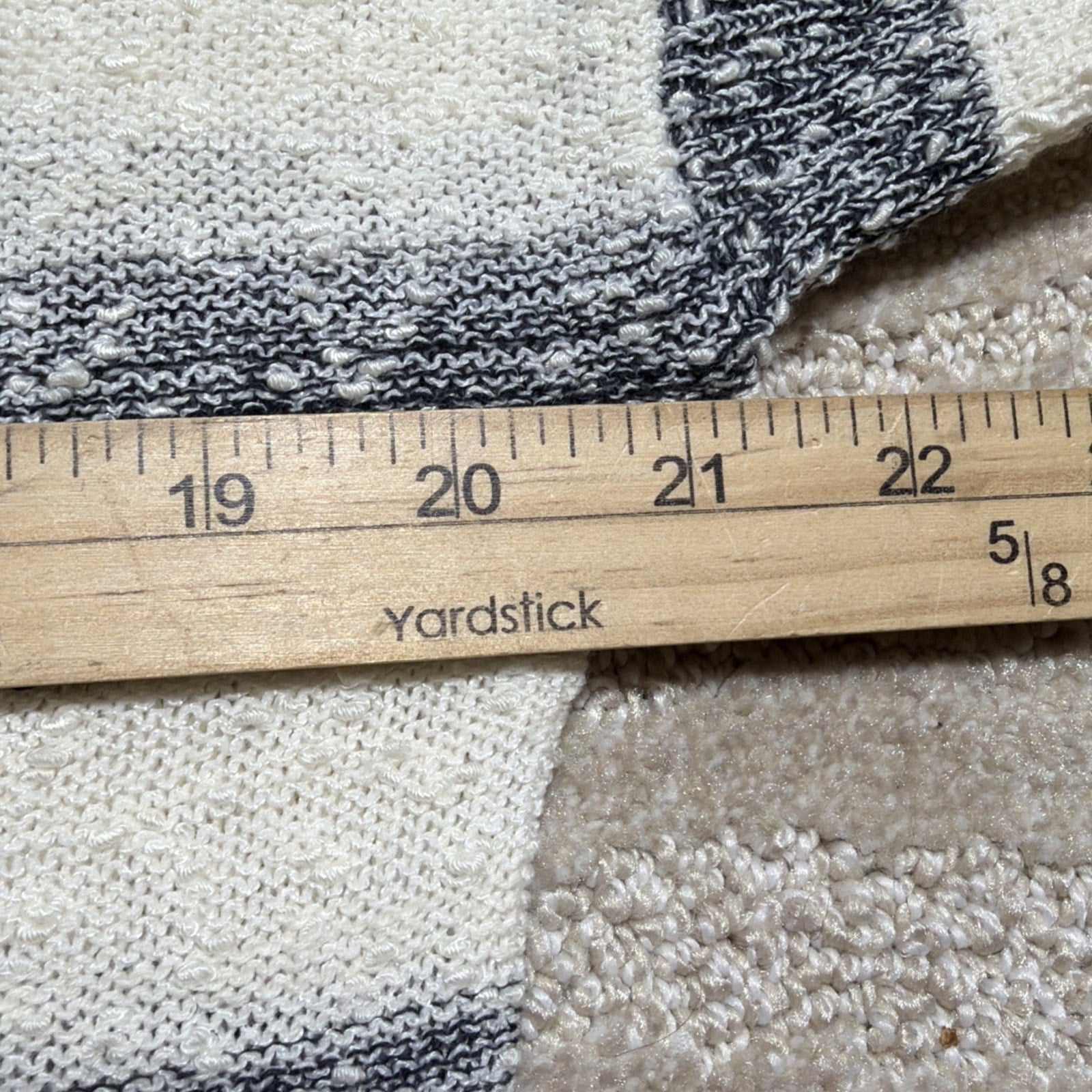 LOFT Women’s M Ivory Gray Striped Popcorn Knit Tunic Sweater Boat Neck Side Slit