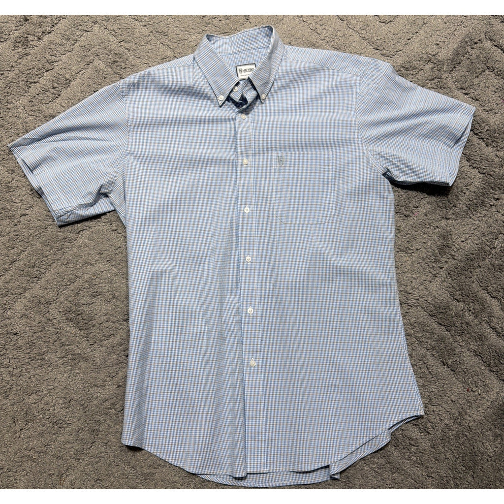 Heybo Outdoors Shirt Mens Embroidered Gingham Short Sleeve Button Up Size L