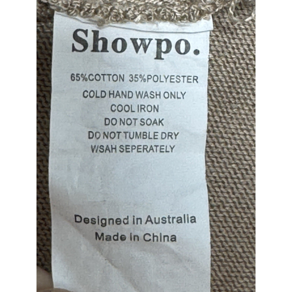 Showpo Beige Pullover Ribbed Long Sleeve Australian Dress Women’s Size 6