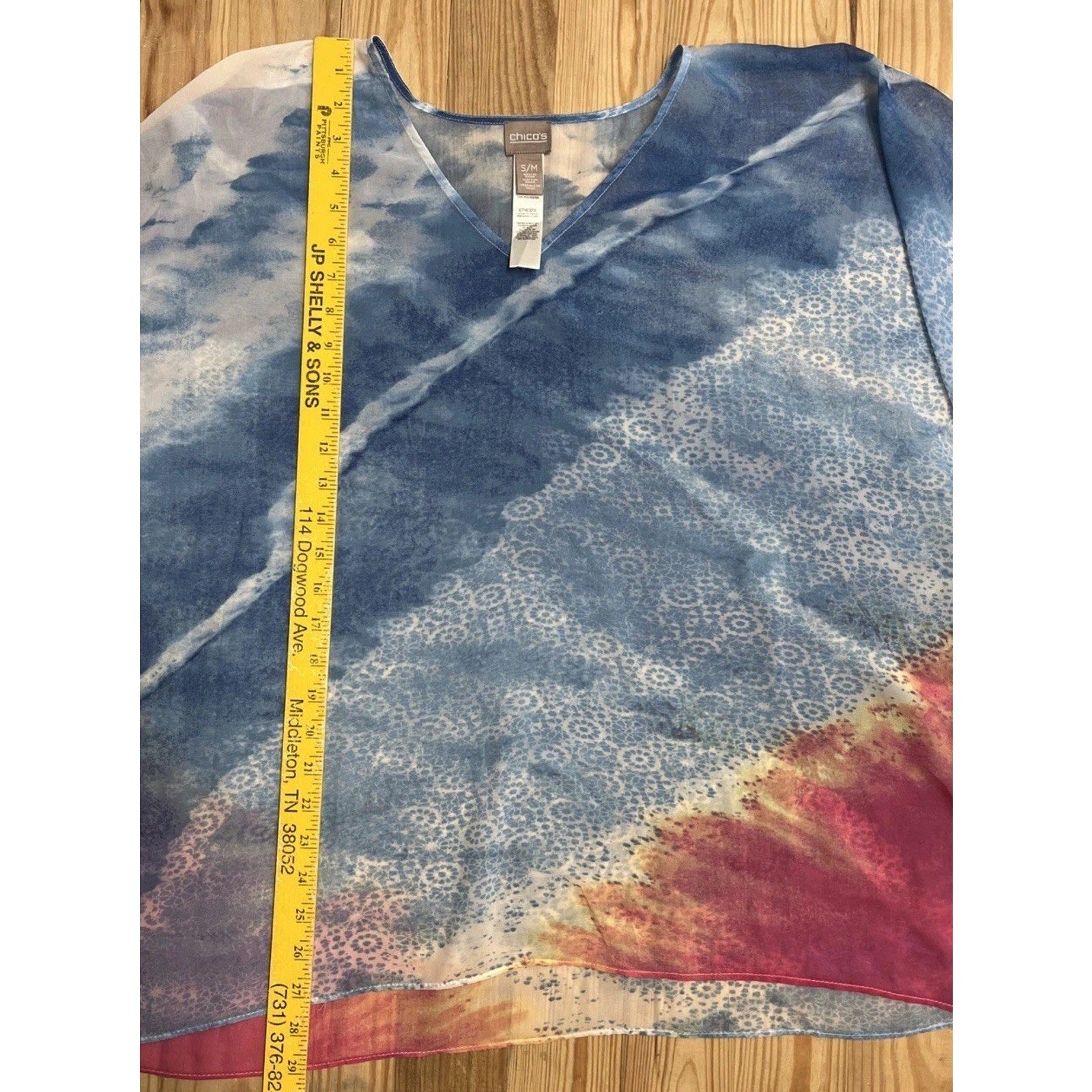 Chicos Shirt Womens S/M Colorful Block Poncho Boxy Artsy