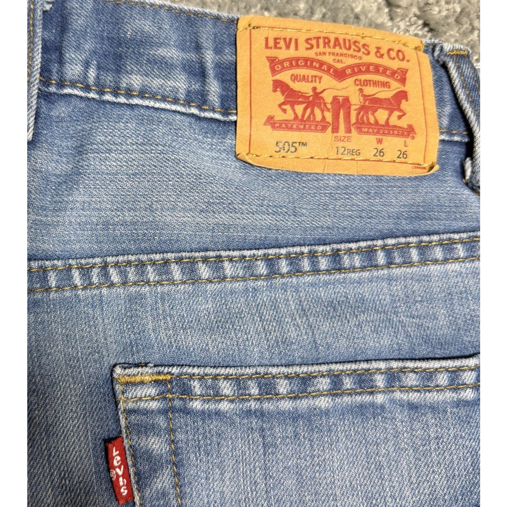 Levi's 505 Adjustable Elastic Waist Blue Jeans Stretch Boy’s Size 12 26x28