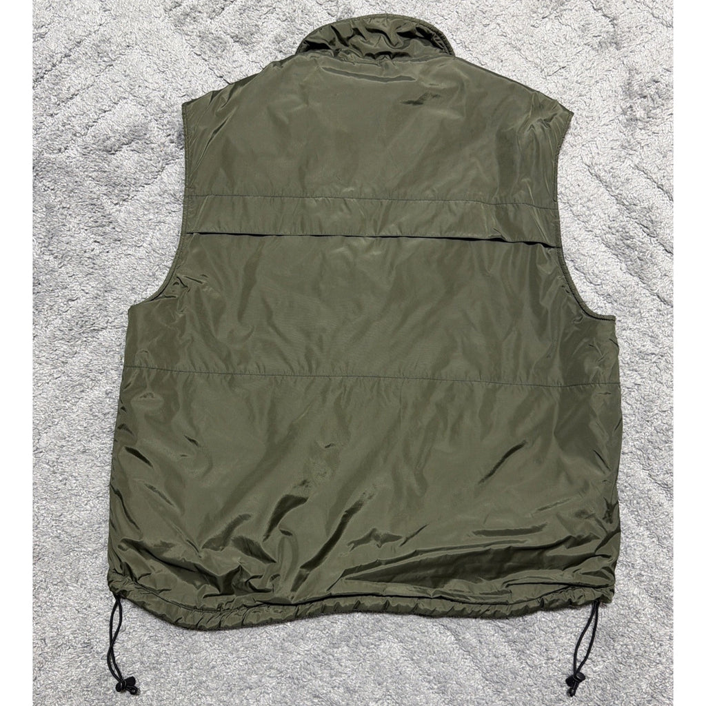 Old Navy Nylon Vest Mens Size XL Fleece Lined Green Cord Lock Waist Full Zip