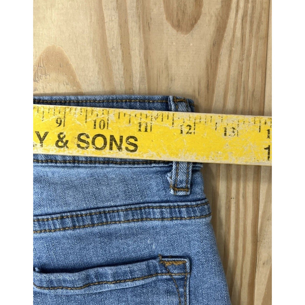 KanCan Mid Rise Cuffed Jean Shorts Size 1 /24 Blue Denim Stretch Light Wash