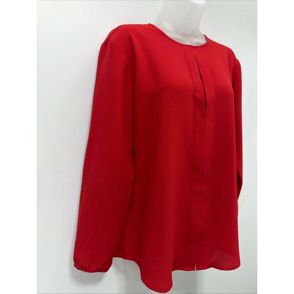 LAUREN RALPH LAUREN red polyester blouse long sleeve size L