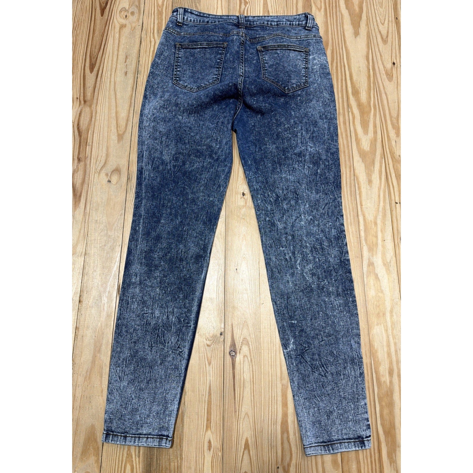 Cello Jeans Size 16 Blue Acid Wash Denim Distressed Skinny High Rise Jeans 33x31