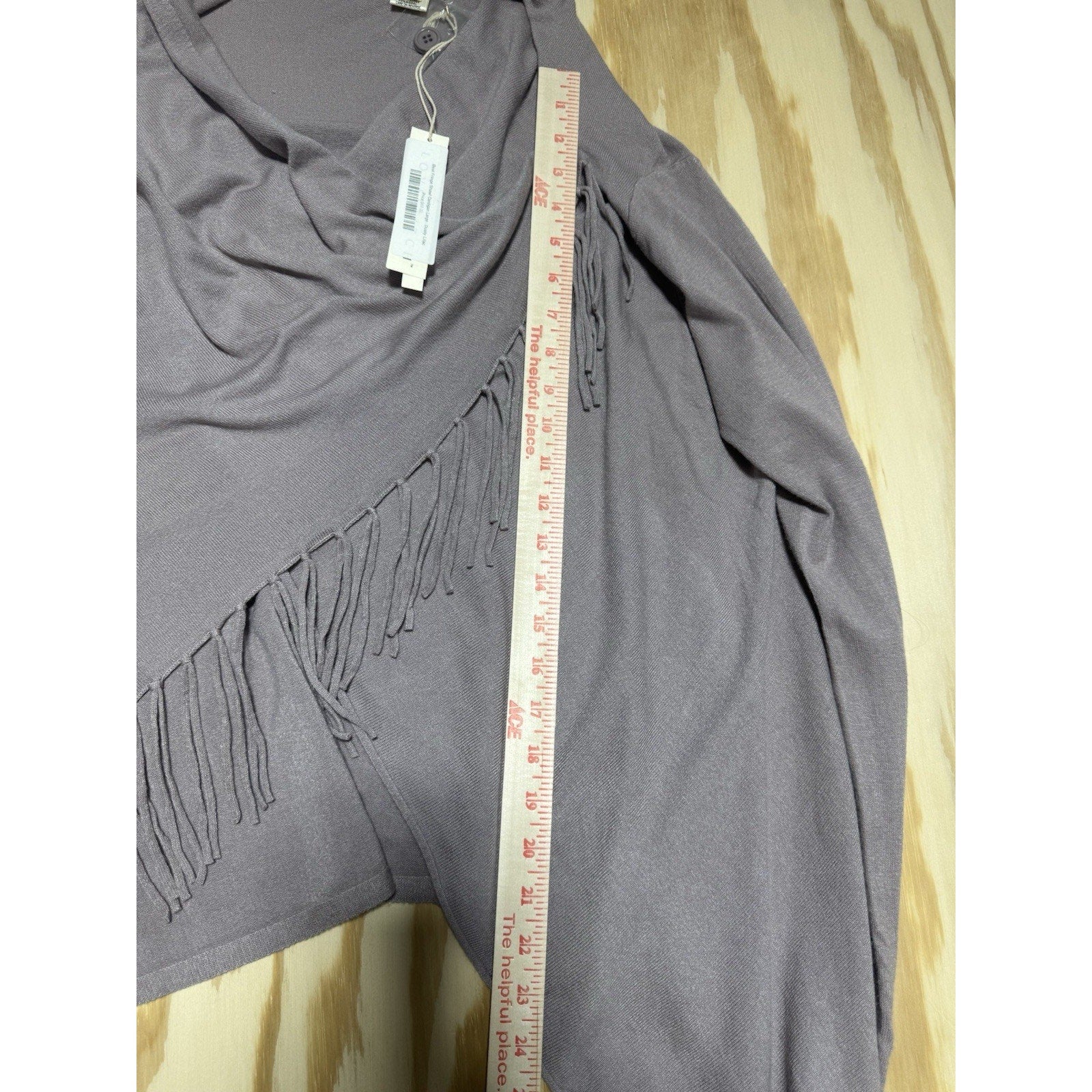 Lovestitch Fringe Shawl Cardigan L Boho Wrap Asymmetrical Cowl Cozy Sweater New