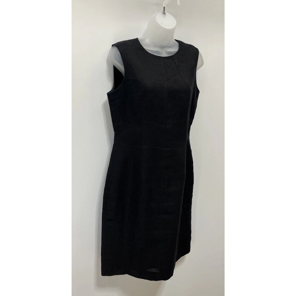 Talbots Irish Linen Black Formal Business Casual Lined Dress Sleeveless Size 8