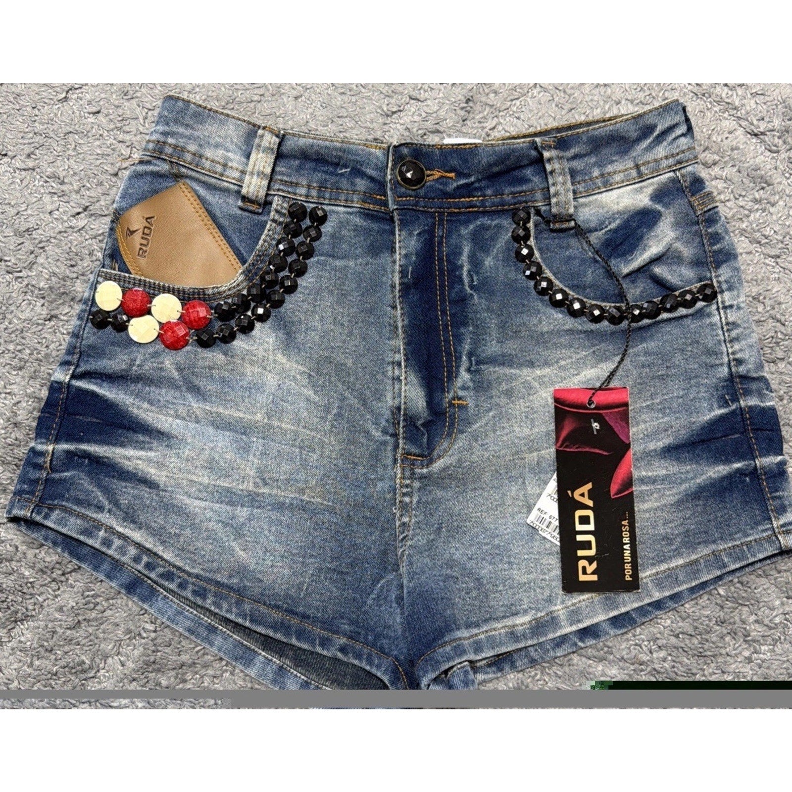 Ruda Santa Cruz Embellished High Rise Jean shorts NWT Size 27
