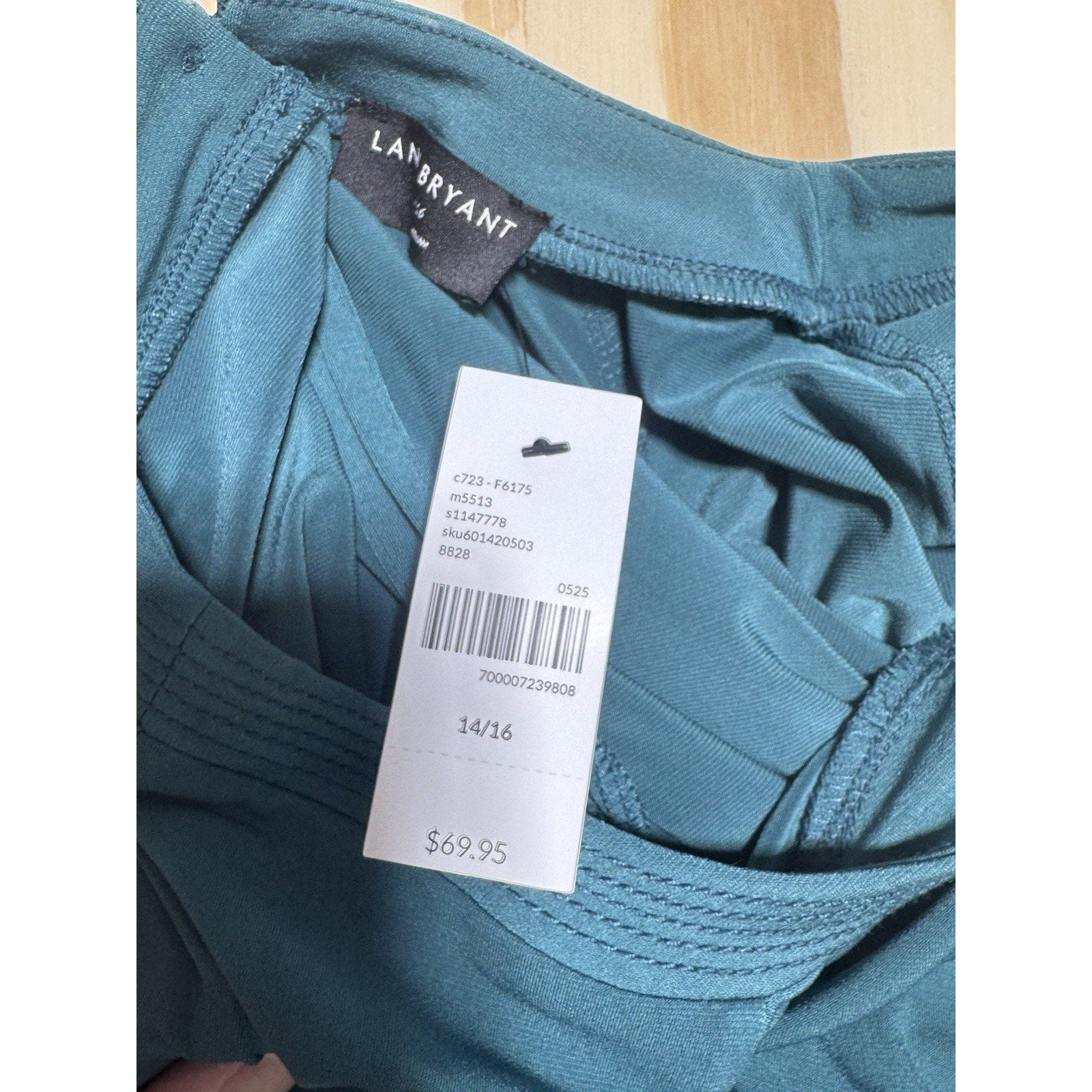 Lane Bryant Dress 14/16 Teal Belted Midi Short Sleeve Casual Career Flowy NWT