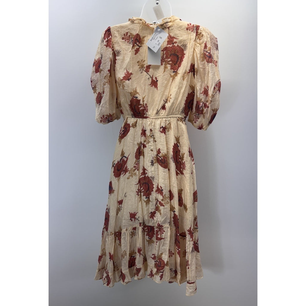 Fate Cream Floral Multi Color Shift Dress Small