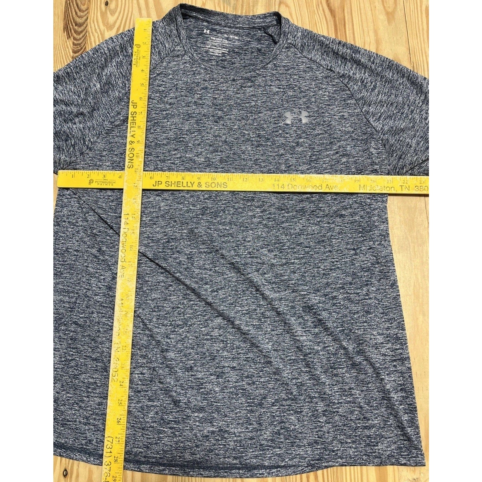 Under Armour The Tech Tee Heathered Blue Athletic Running T-Shirt Men's Size XL