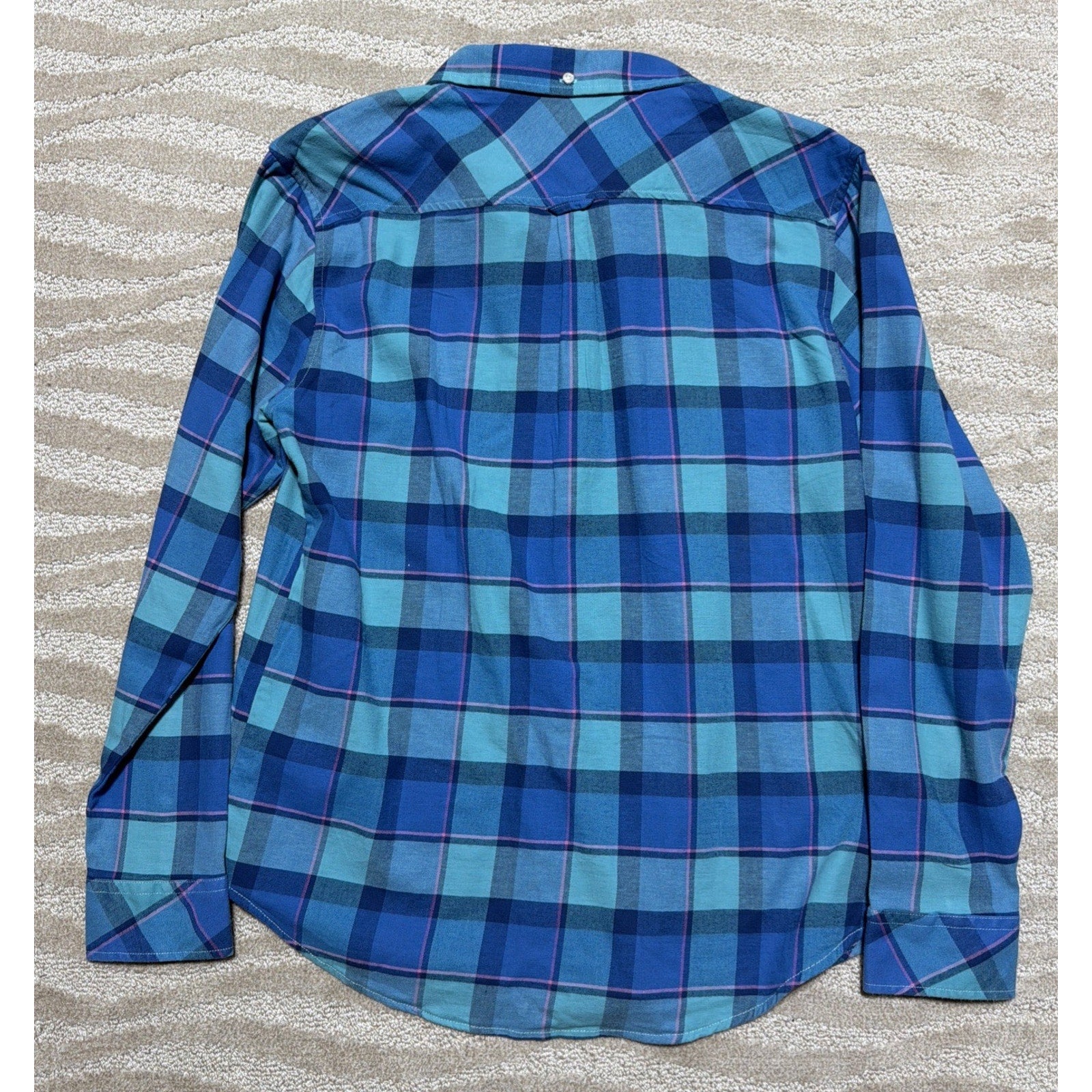 Chubbies Mens XL Blue Teal Plaid Button Down Long Sleeve Shirt Cotton Casual EUC