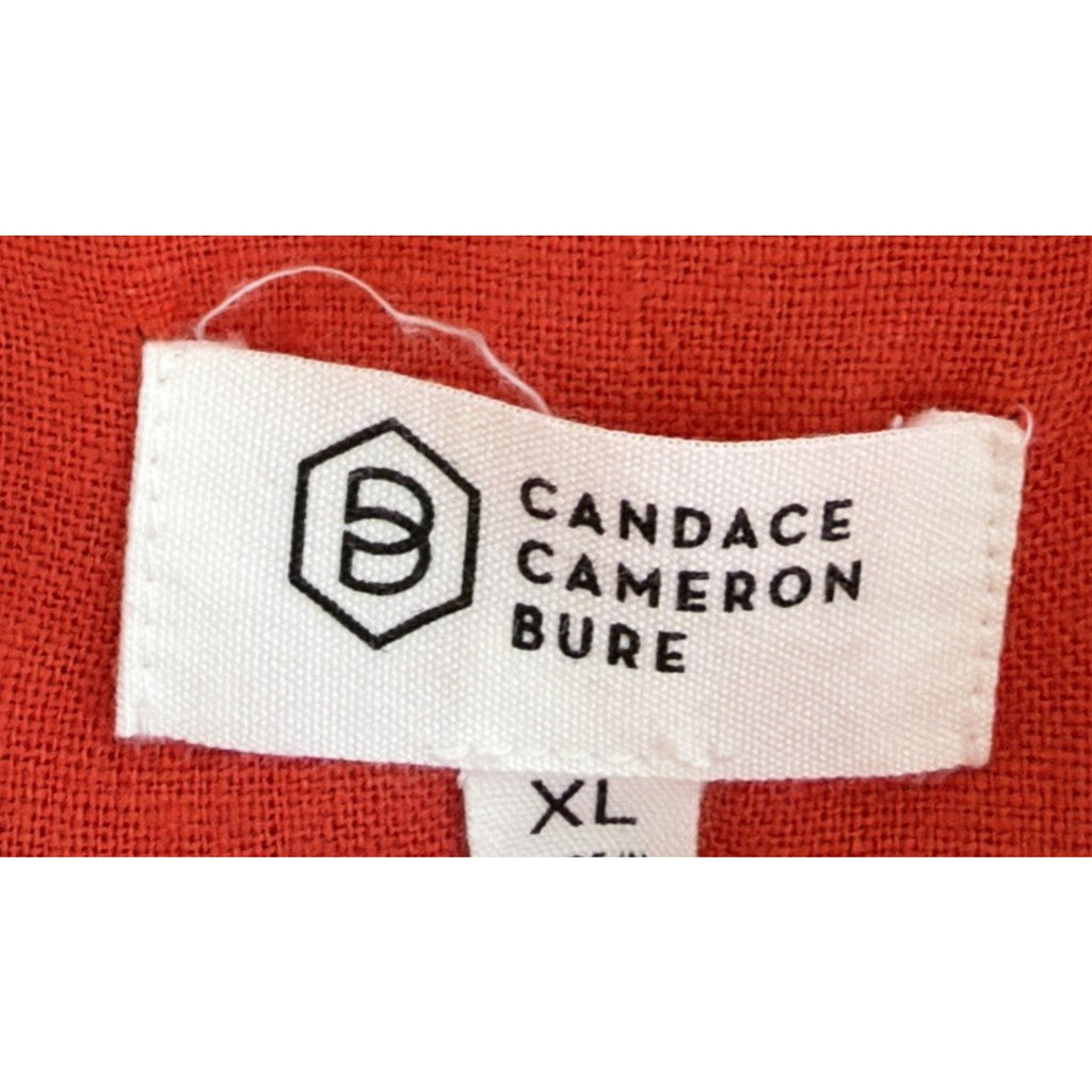 Fashionable Candace Cameron Bure Puff-sleeve Denim Linen Jacket Women Size XL