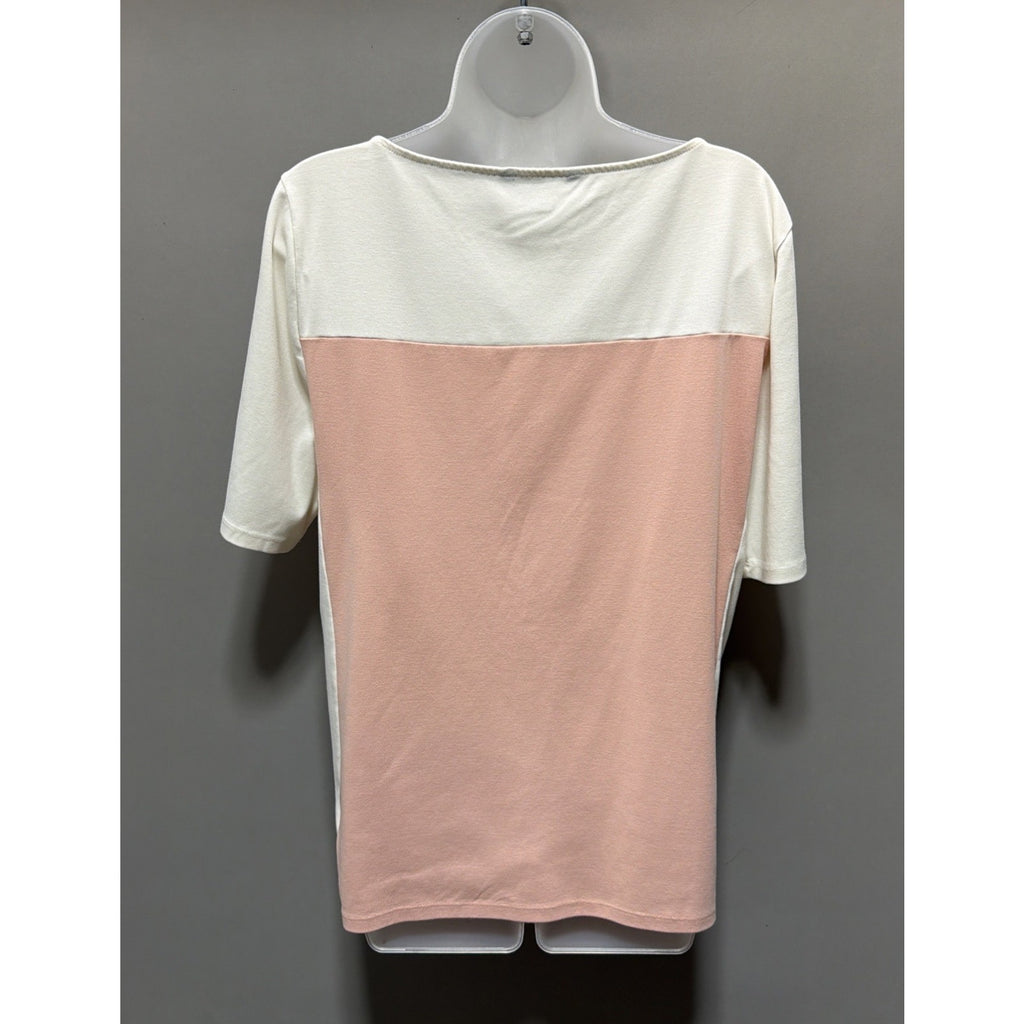 Women’s Lauren Ralph Lauren Blouse/Top XXL Pink Cream Cotton Stretch