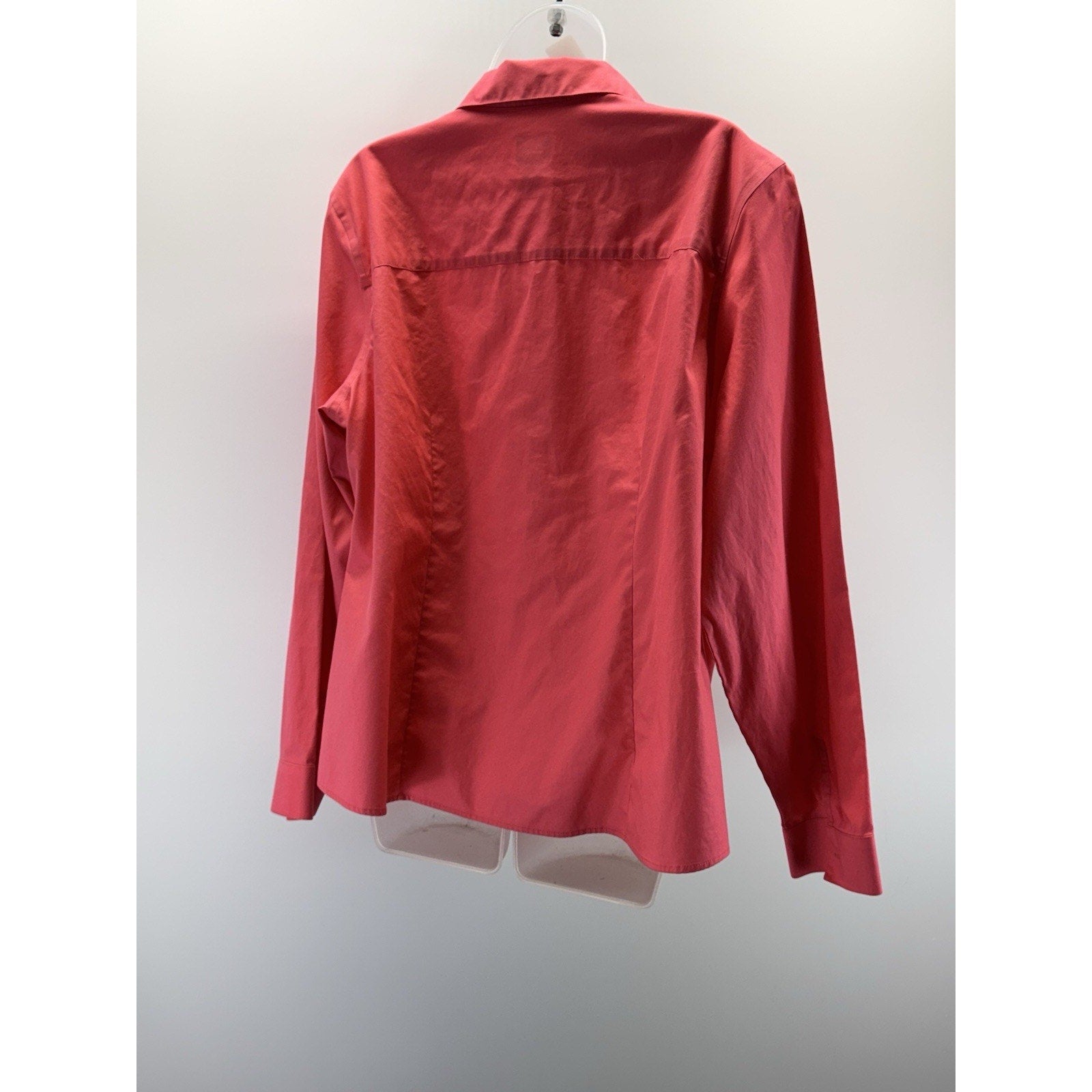 Chicos Wrinkle Resistant Button Up Shirt Size 3 US XL Coral Pink Long Sleeve