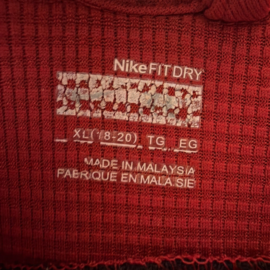 Nike Fit Dry Boys 1/4 Zip Long Sleeve Mock Neck Red/Navy Pullover Sz XL