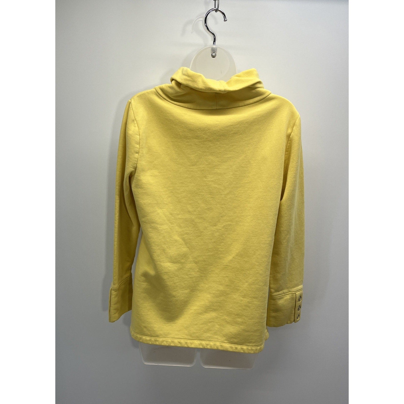 Talbots Pullover Sweatshirt Cowl Neck Yellow Buttons Long Sleeve Size M