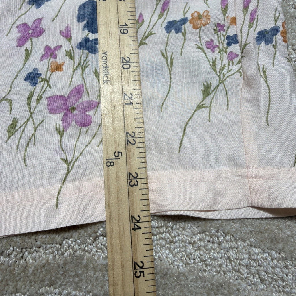 Analogy Cream Button Down Floral Sleeveless Round Neck Blouse Womens Large