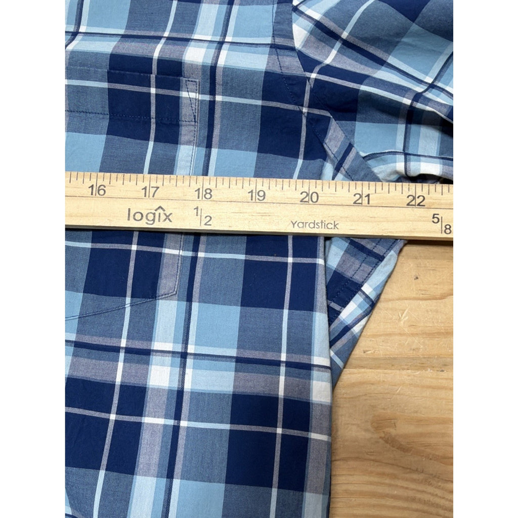 Banana Republic Shirt Mens L Blue Plaid Soft Wash Slim Fit Button Up LS