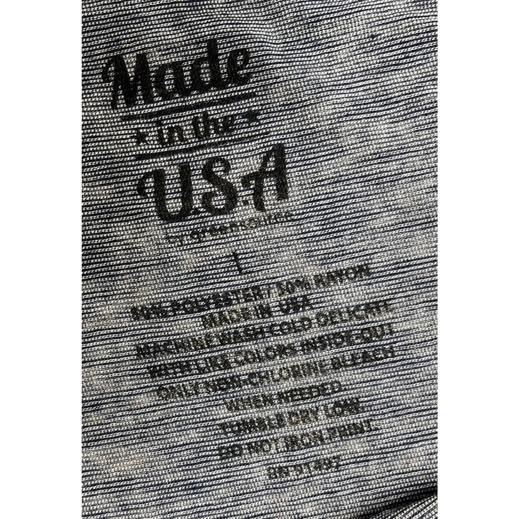 GREEN SOURCE AMERICANA AMERICAN FLAG Heather Blue T-SHIRT WOMEN'S L