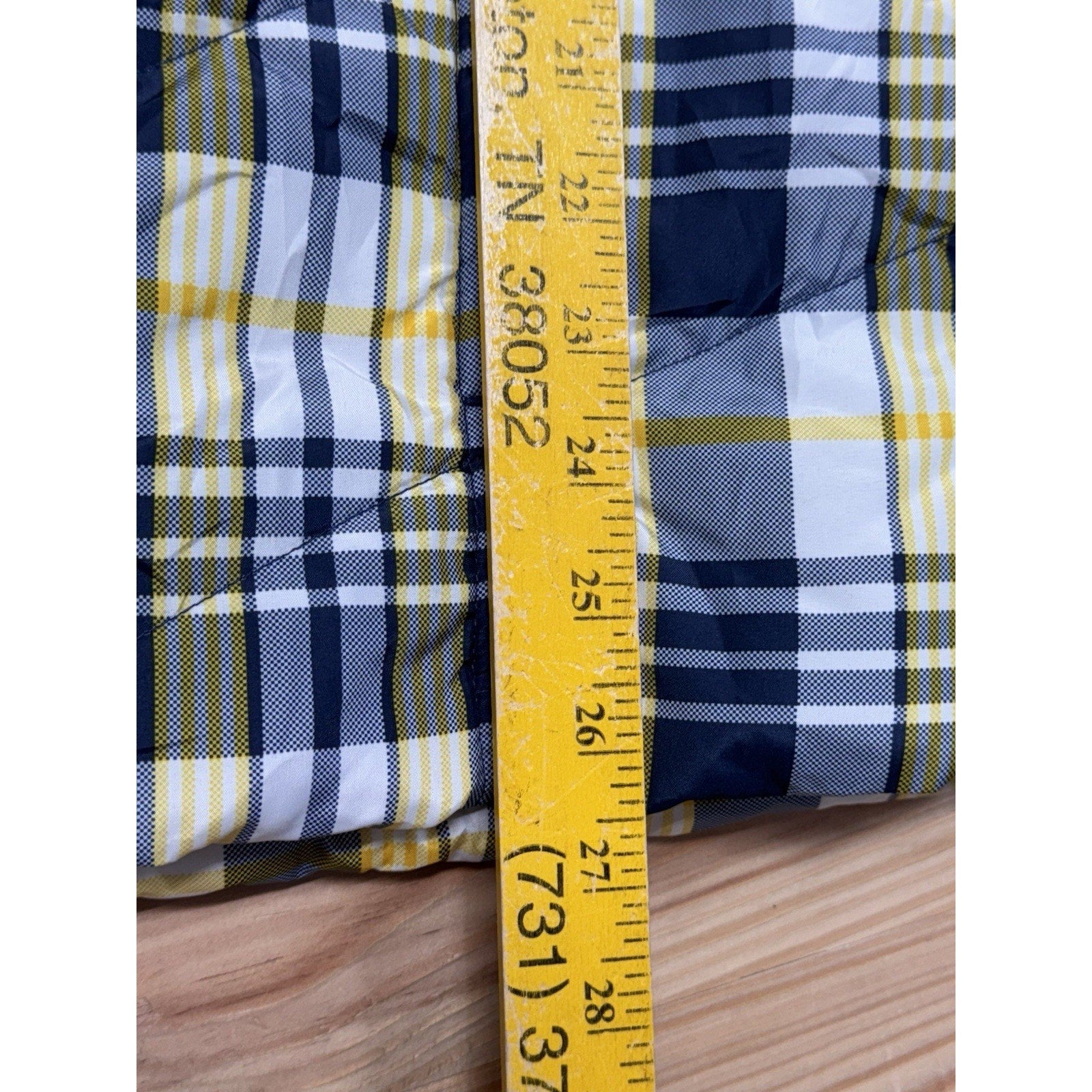 Kim Rogers Vest Puffer Plaid Yellow White Gray Black Zip Front Pockets Women's M