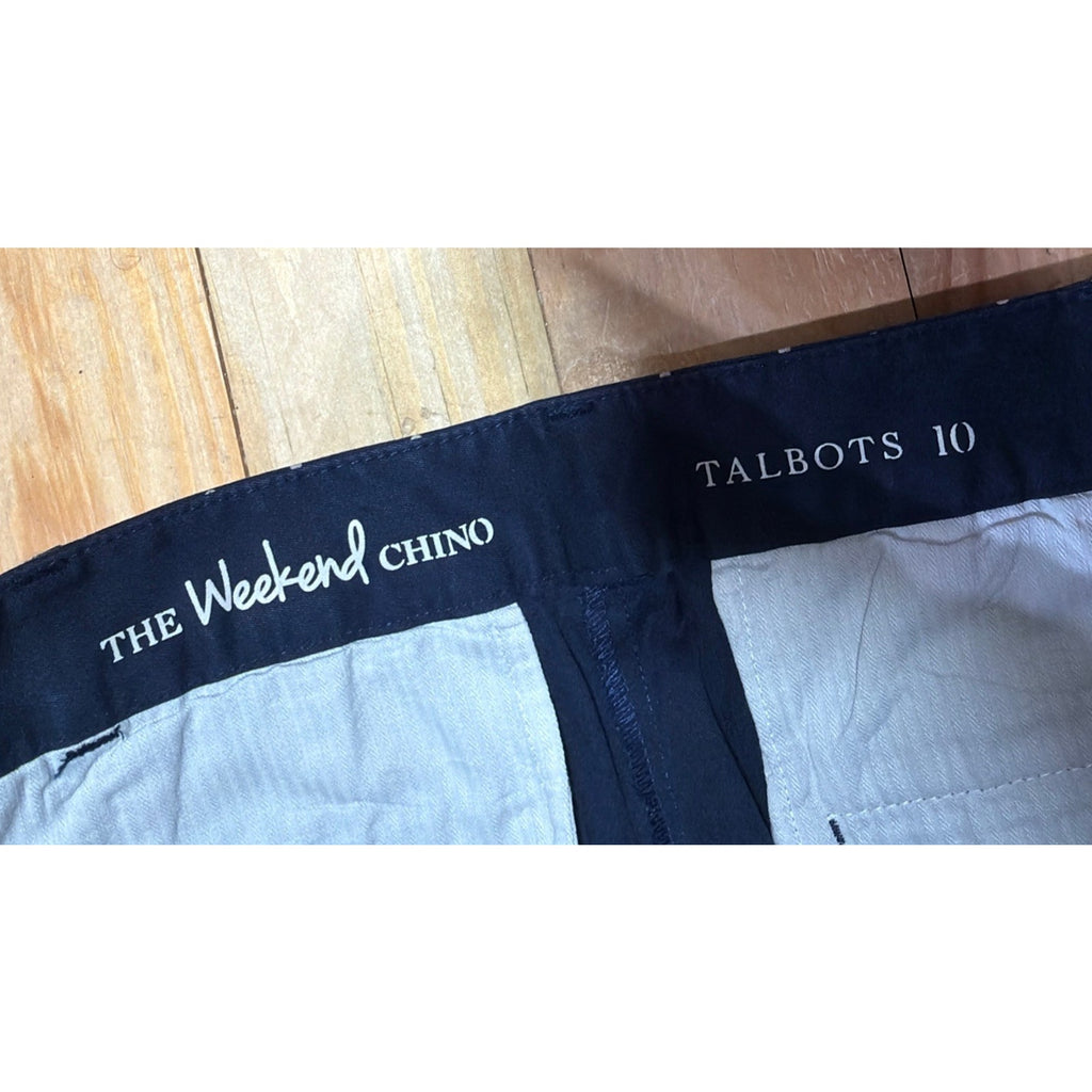 Talbots Women 10 The Weekend Chino Ankle Pants Polka Dot Navy Flat Front Stretch