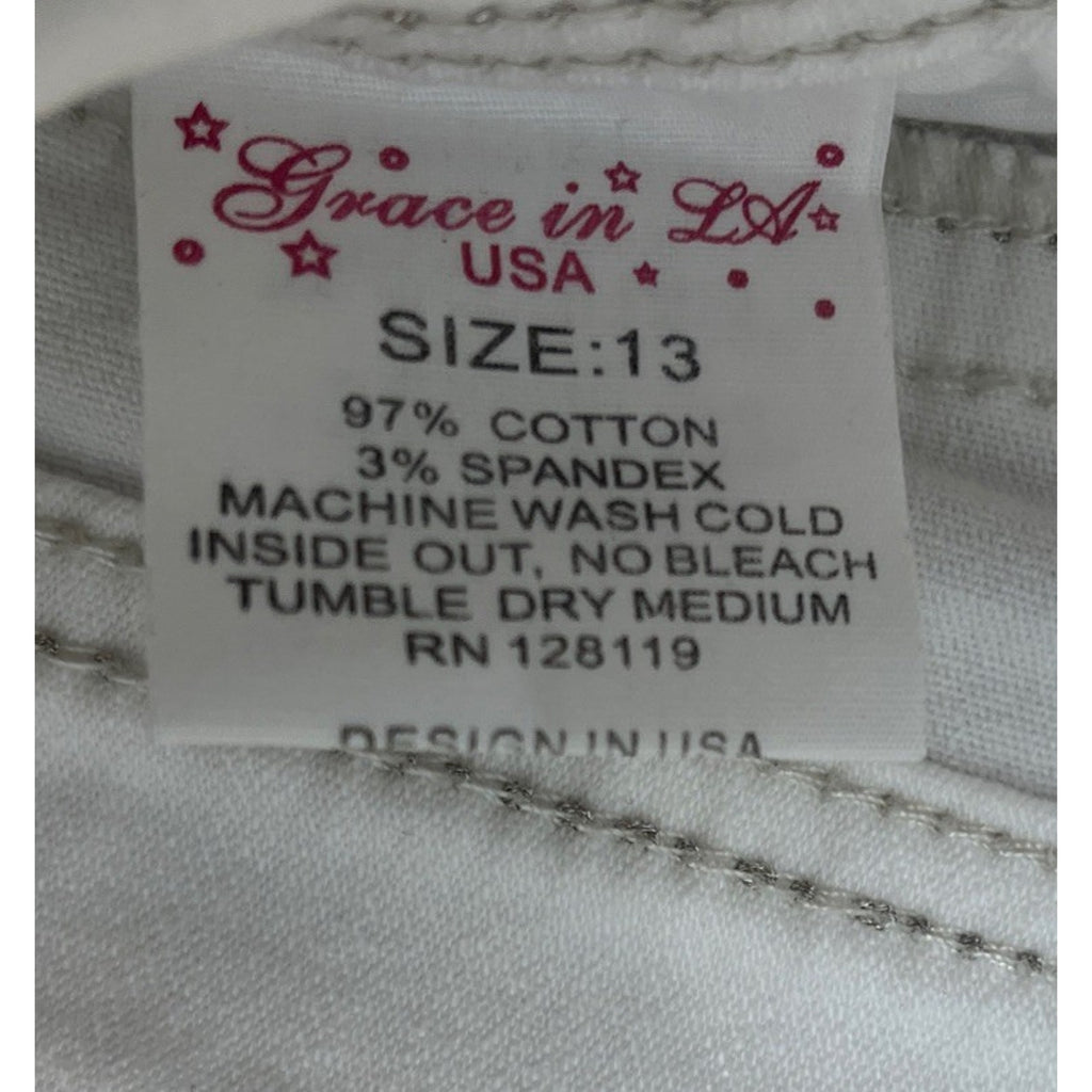 GRACE In LA-Straight Jeans Rhinestones Thick Stitch Women's Size 13 Bling