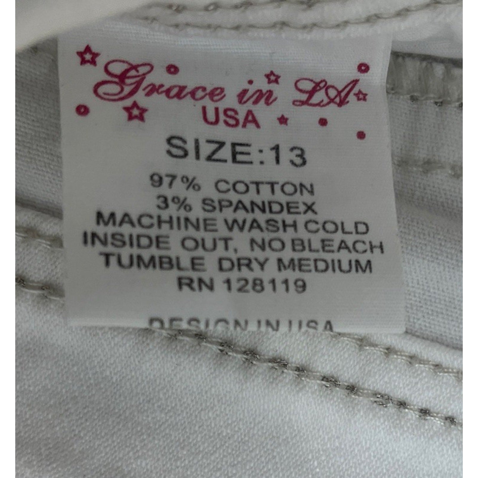 GRACE In LA-Straight Jeans Rhinestones Thick Stitch Women's Size 13 Bling