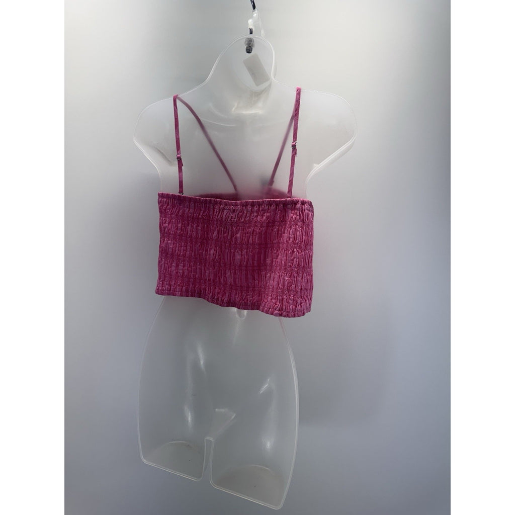 A New Day Pink Ruched Crop Top Spaghetti Straps Women's Size X-Large