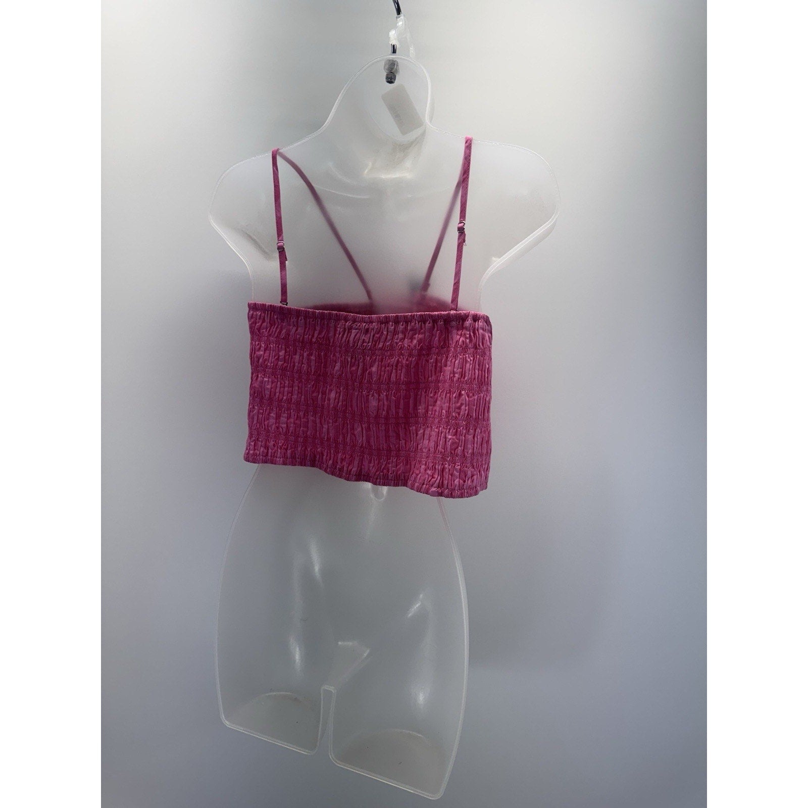A New Day Pink Ruched Crop Top Spaghetti Straps Women's Size X-Large