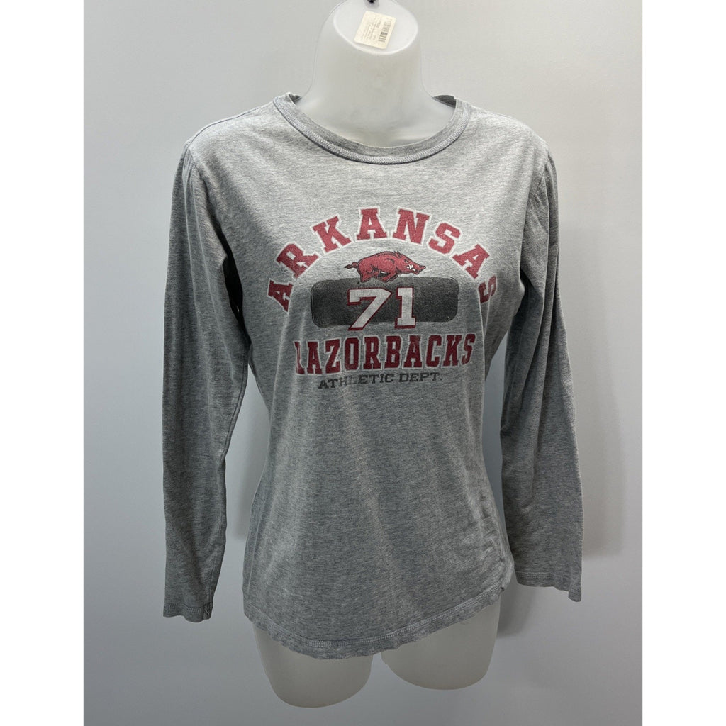 J. America Women’s Gray Longsleeve Arkansas Razorback Shirt Size Medium