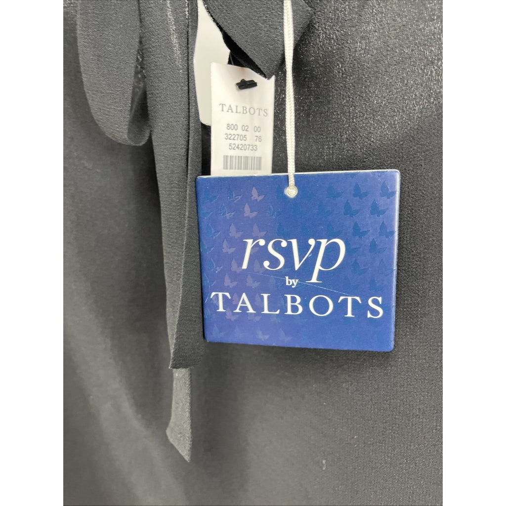 NWT Talbots rsvp Black Chiffon Embellished Polka Dot Shell Beaded Large Lined