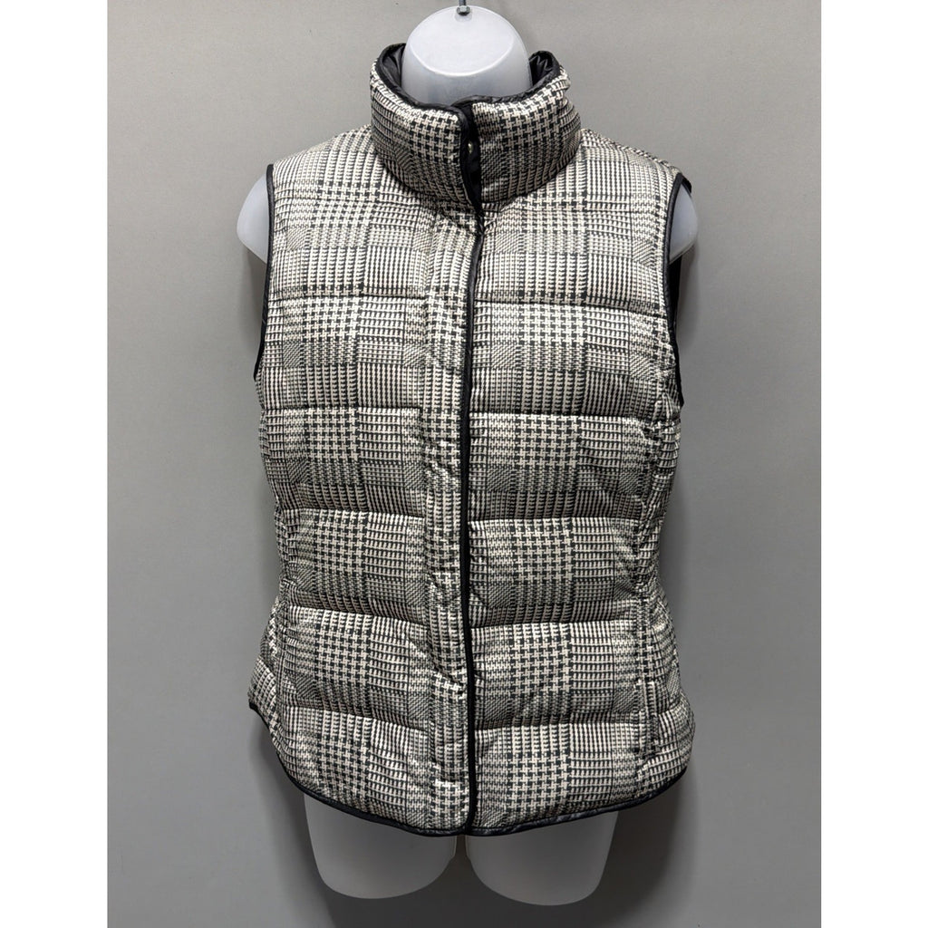 Banana Republic Womens XS Vest Houndstooth Plaid Down Insulated Puffer Jacket
