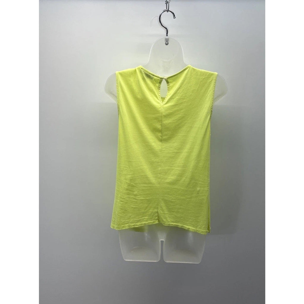 J Crew Neon Yellow Peplum Tank Top Womens Size Small Stretch Back Button Closure