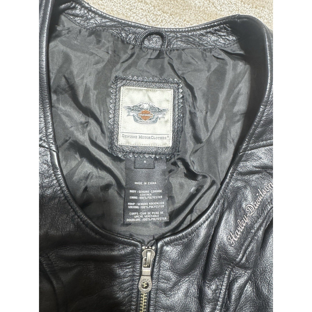 Harley-Davidson Leather Vest & Chaps Matching Set Green Wing Logo Black