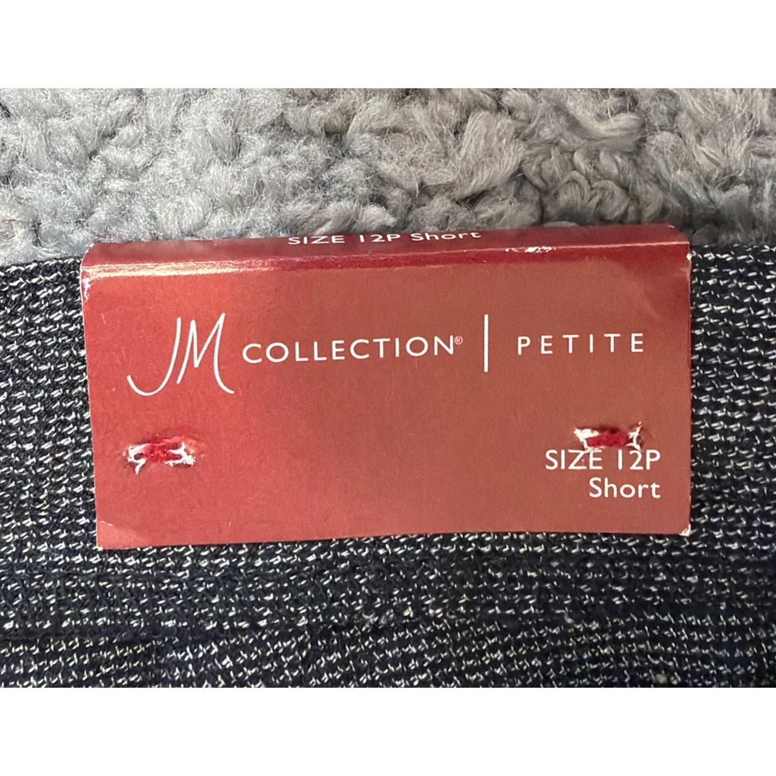 New! JM Collection Women's 12 Petite Essentials Magic Pant Gray Herringbone New