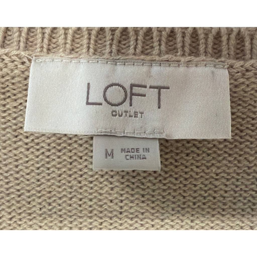 Loft Outlet Tan Knit Coastal Stripe Sweater Vest Sleeveless V neck Size Medium