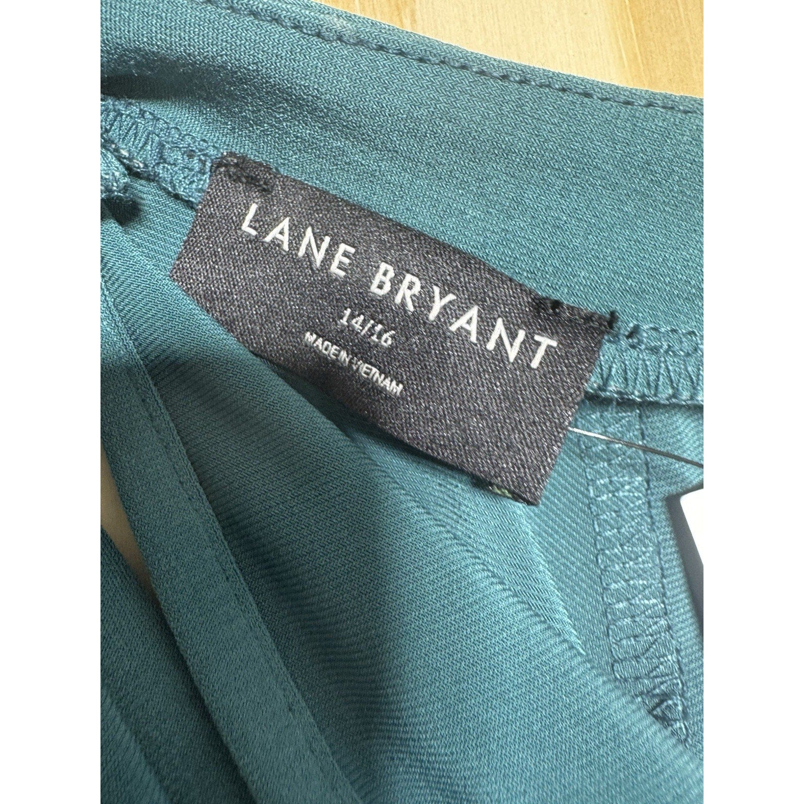 Lane Bryant Dress 14/16 Teal Belted Midi Short Sleeve Casual Career Flowy NWT