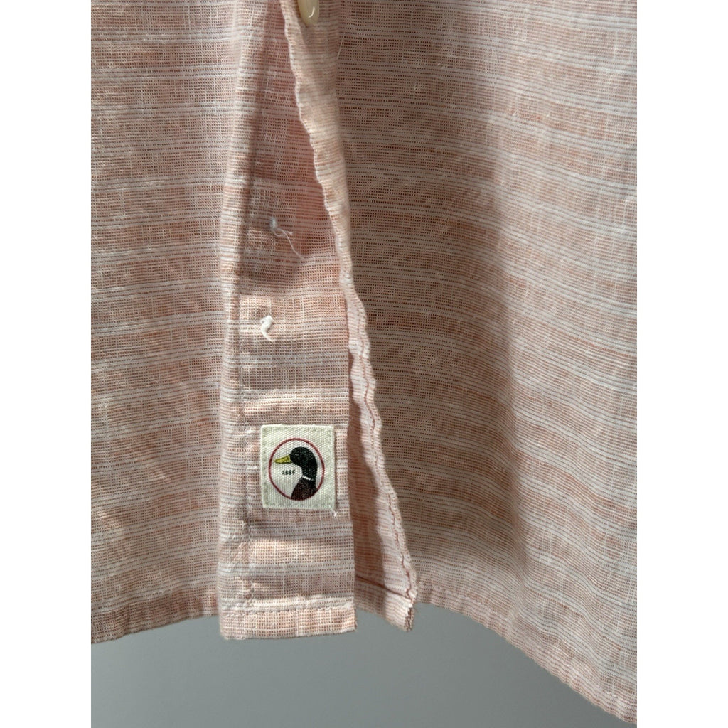Duck Head Shirt Mens XL Pink & White Striped Short Sleeve Casual Beach