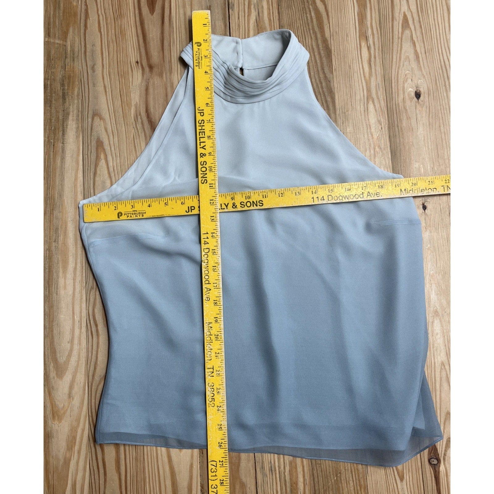 Talbots 100% Pure Silk Blue Green Lined Sleeveless Blouse Size 16 Petite