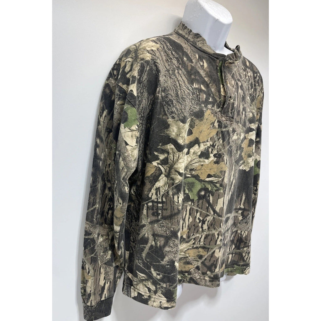Vintage Mossy Oak Duxbak Full Foliage Long Sleeve Shirt Mens XL Mock Neck