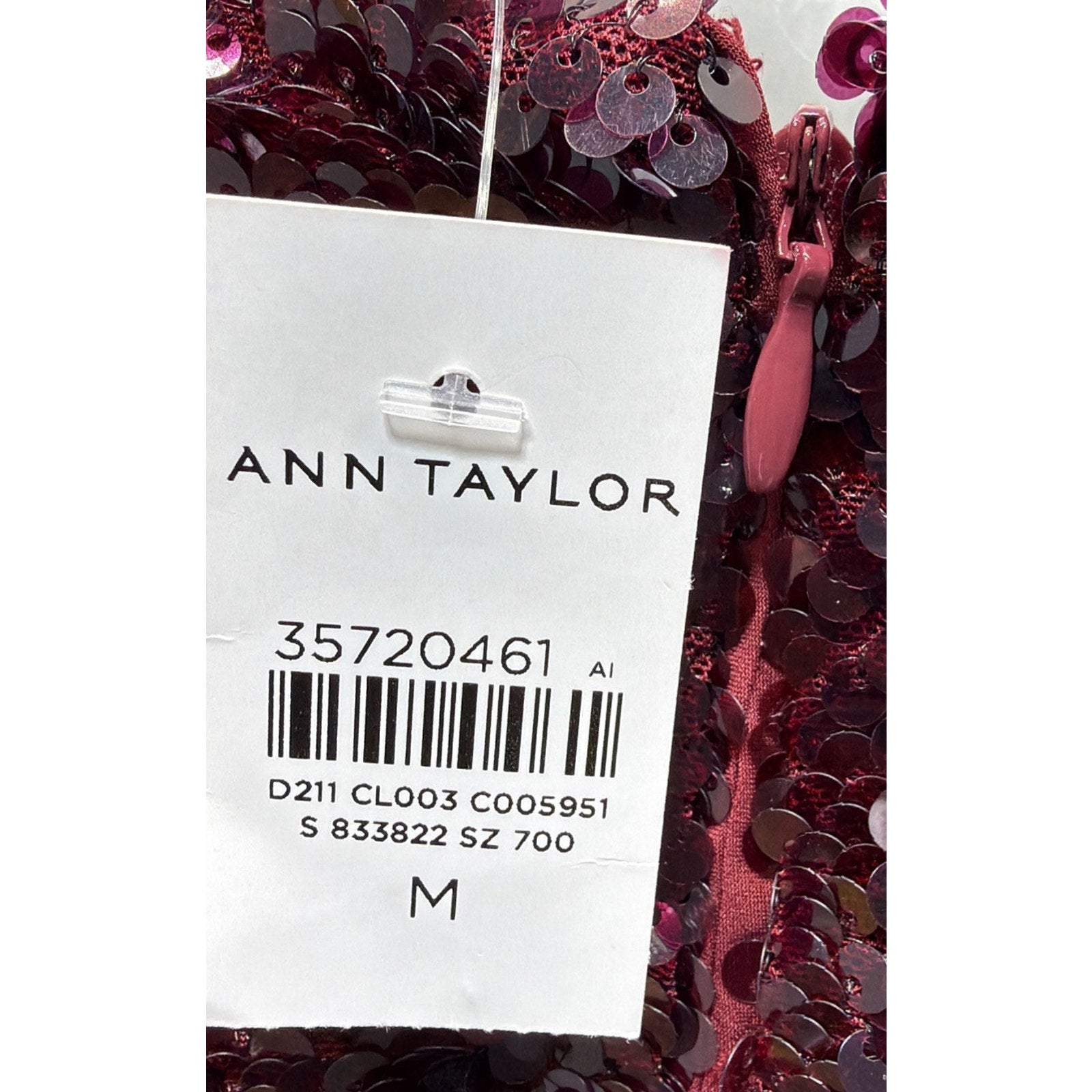 NWT Ann Taylor size Medium burgundy Lined sequined short sleeve top $129