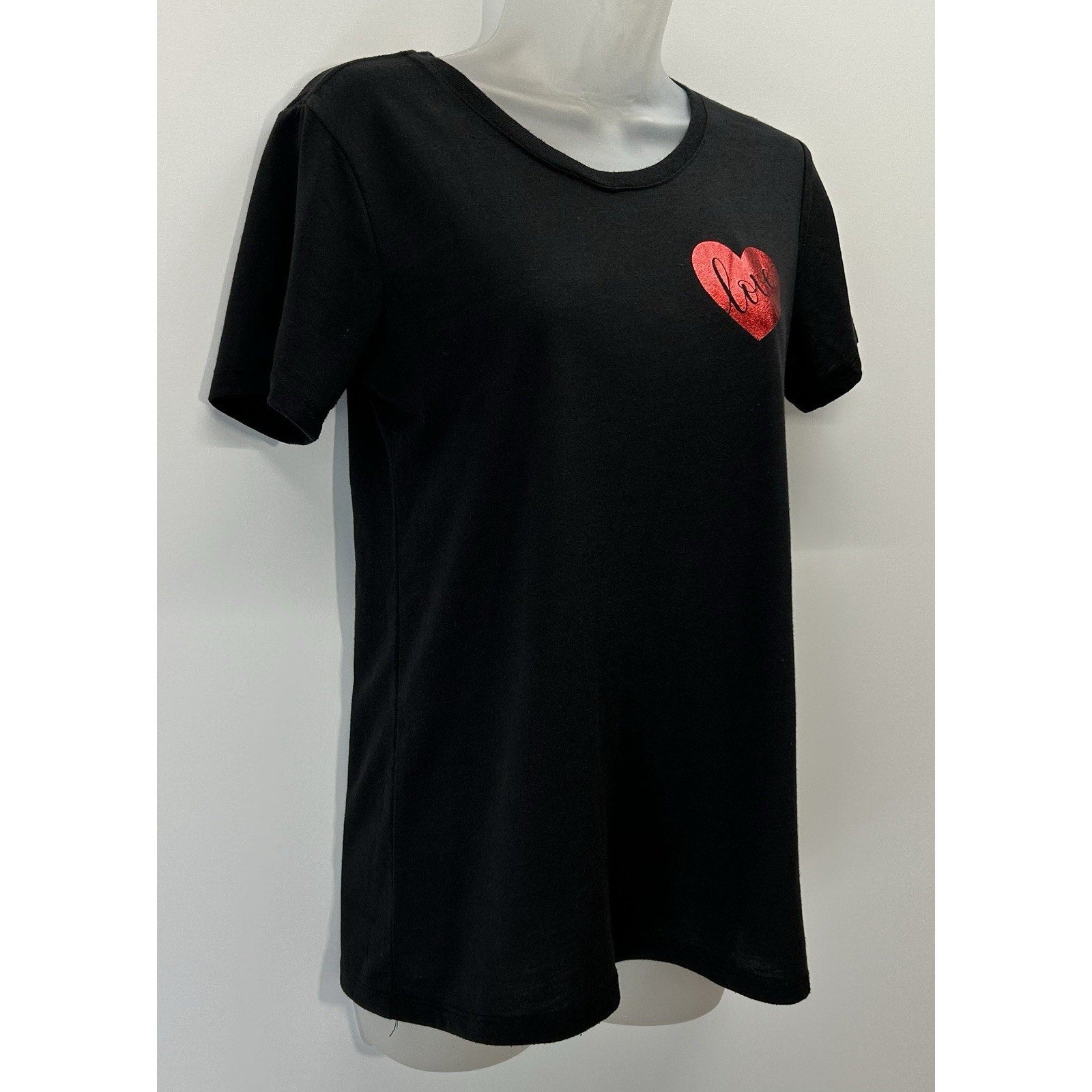 Celebrate! Valentine's Day Black Small - Polyester Short Sleeve Love Logo