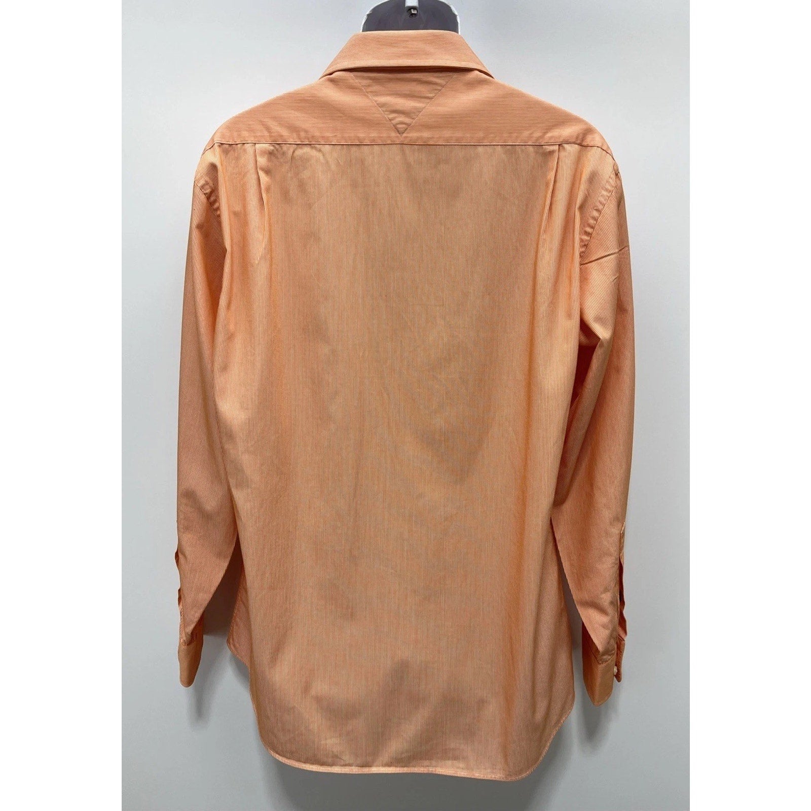 Tommy Hilfiger Mens M Regular Fit Shirt Orange Striped Button Front LS EUC