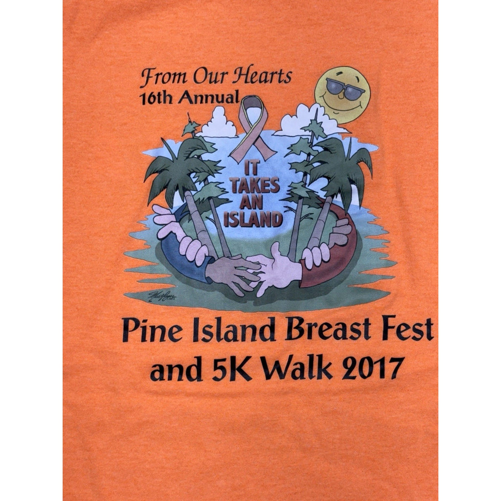 Port & Company Orange Pine Island Florida Breast Fest 2017 5K Men’s Size Large