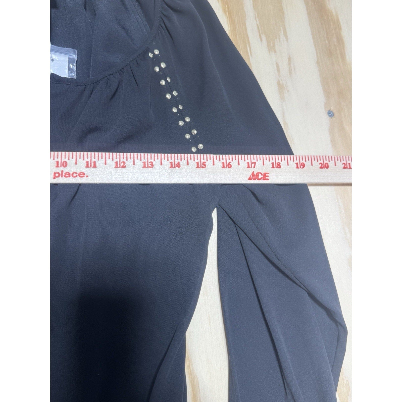 WHBM White House Black Market Black Studded Boho Dress Long Sleeve Tunic Size 2