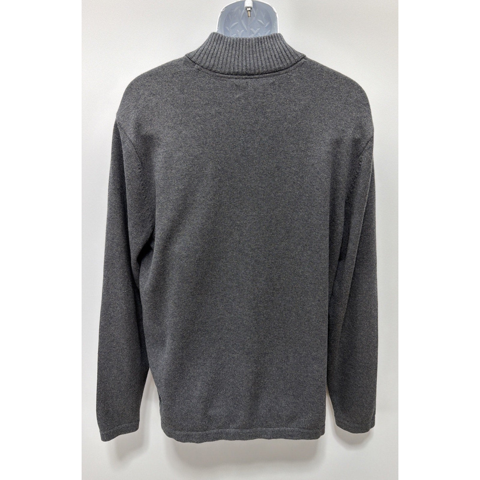 Eddie Bauer Sweater Mens Large Gray 1/4 Zip Knit Long Sleeve Pullover Preppy