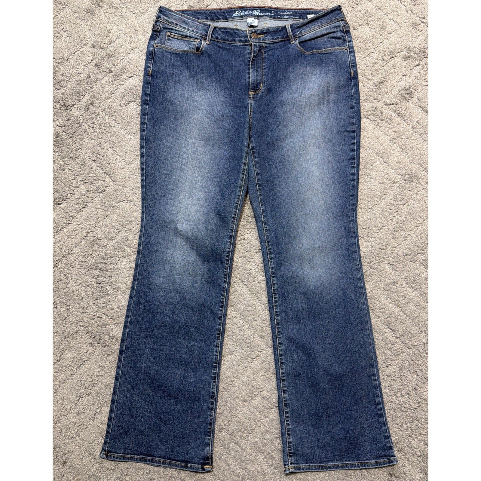 Eddie Bauer Jeans Women's Size 16 Curvy Bootcut Antique Blue Stretch Denim
