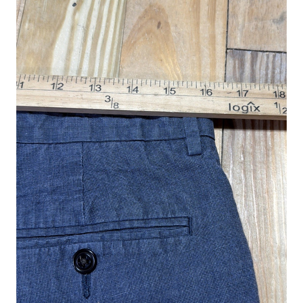 J.CREW Bowery Slim Fit Linen Pants Mens Blue Flat Front 32x29.5