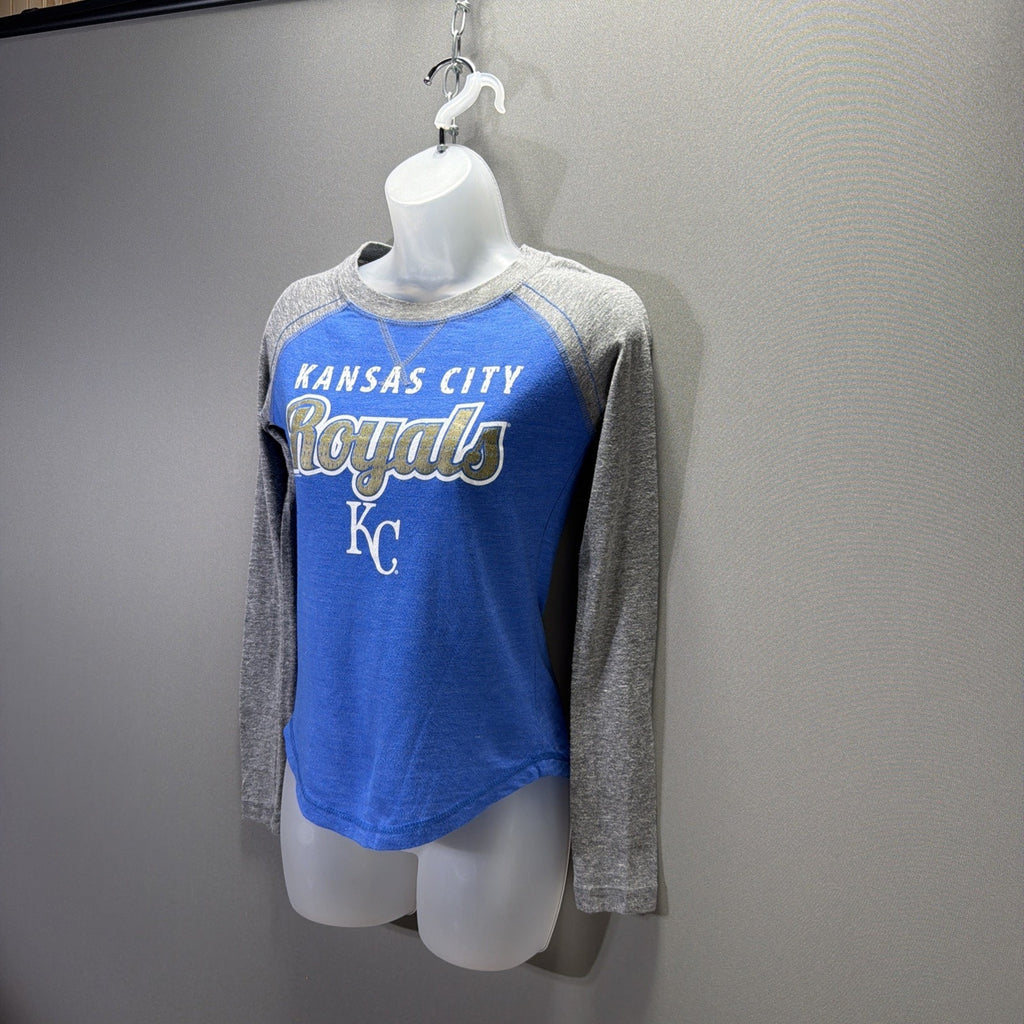 Soft As A Grape Kansas City Royals Womens T-Shirt Blue Long Sleeve Size S